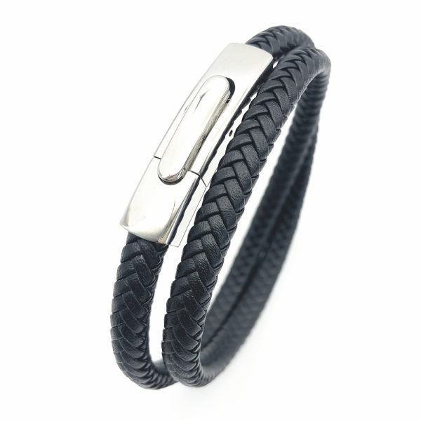 Dual Strand Sleek Leather Bracelet